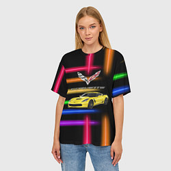 Футболка оверсайз женская Chevrolet Corvette - гоночная команда - Motorsport, цвет: 3D-принт — фото 2