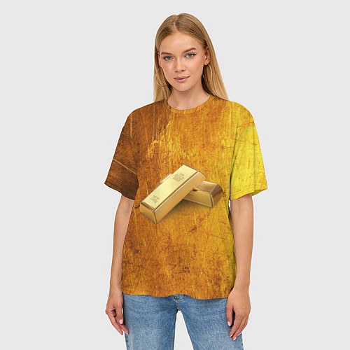 Женская футболка оверсайз The Gold / 3D-принт – фото 3