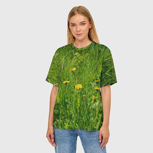 Женская футболка оверсайз Солнечные одуванчики / 3D-принт – фото 3