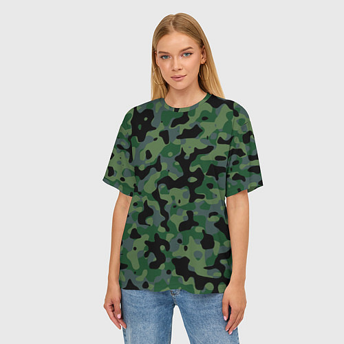 Женская футболка оверсайз Камуфляж WW2 Tropics Verdant / 3D-принт – фото 3
