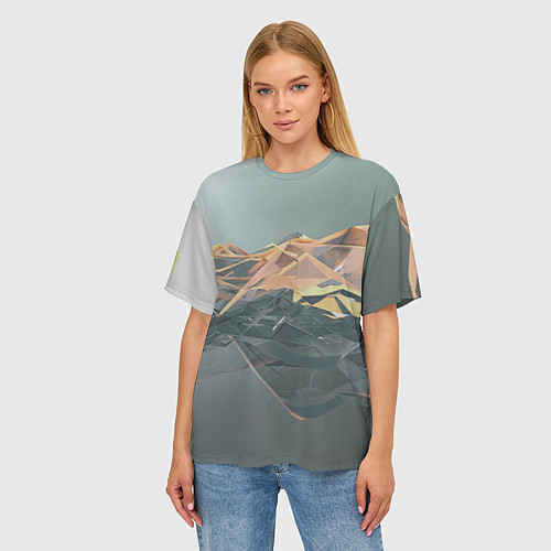 Женская футболка оверсайз Абстрактное жидкое стекло / 3D-принт – фото 3