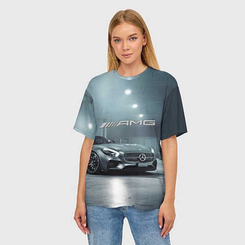 Женская футболка оверсайз Mercedes AMG - Motorsport / 3D-принт – фото 3
