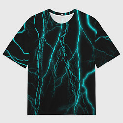 Женская футболка оверсайз Неоновые молнии