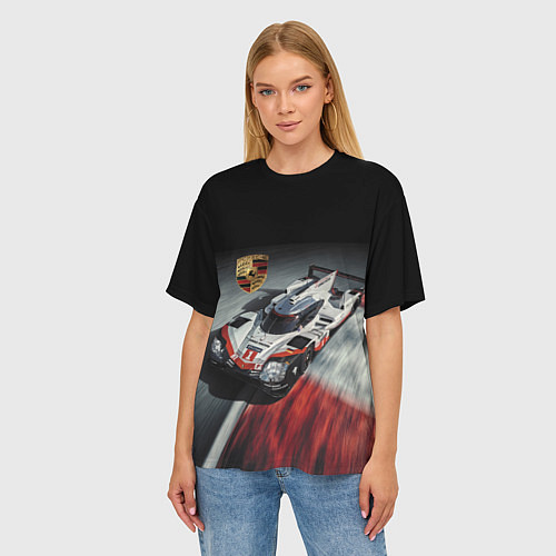 Женская футболка оверсайз Porsche - racing team - motorsport / 3D-принт – фото 3