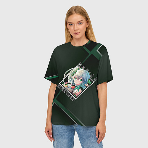 Женская футболка оверсайз Нахида в ромбе / 3D-принт – фото 3