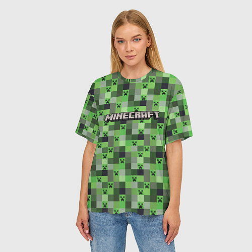 Женская футболка оверсайз Minecraft - пиксельные лица / 3D-принт – фото 3