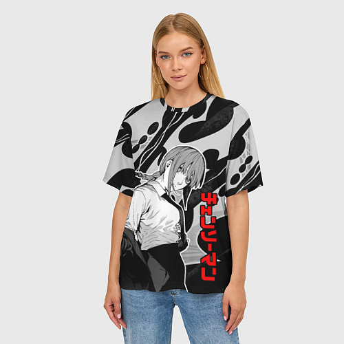 Женская футболка оверсайз Макима - Демон контроля - Органика / 3D-принт – фото 3