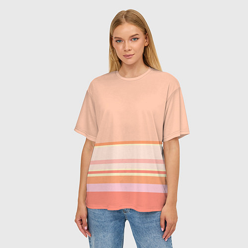 Женская футболка оверсайз Нежный персиковый розовый / 3D-принт – фото 3