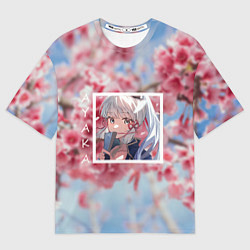 Футболка оверсайз женская Камисато Аяка в квадрате, цвет: 3D-принт