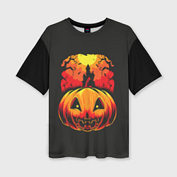 Женская футболка оверсайз Тыква на Хэллоуин