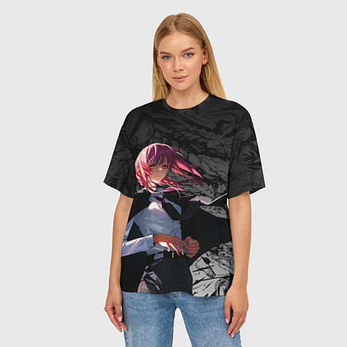 Женская футболка оверсайз Демон контроля : Человек бензопила / 3D-принт – фото 3
