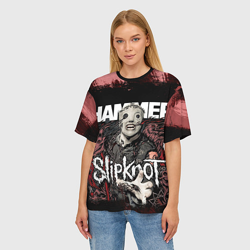 Женская футболка оверсайз Slipknot Hammer / 3D-принт – фото 3
