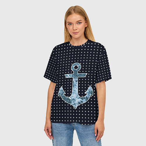 Женская футболка оверсайз Anchor - ocean theme / 3D-принт – фото 3