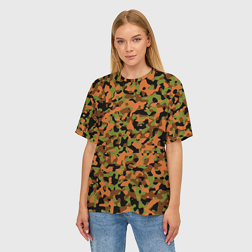 Женская футболка оверсайз Камуфляж осенний лес мелкий / 3D-принт – фото 3