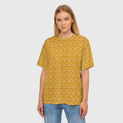 Женская футболка оверсайз Паттерн с утятами / 3D-принт – фото 3