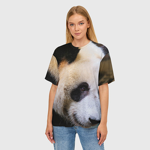 Женская футболка оверсайз Загадочная панда / 3D-принт – фото 3