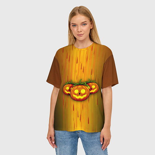 Женская футболка оверсайз Тыквы-Хэллоуин / 3D-принт – фото 3