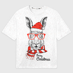 Футболка оверсайз женская Santa Rabbit Merry Christmas!, цвет: 3D-принт