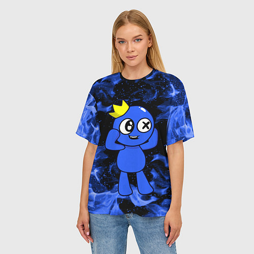 Женская футболка оверсайз Роблокс: Синий огонь / 3D-принт – фото 3