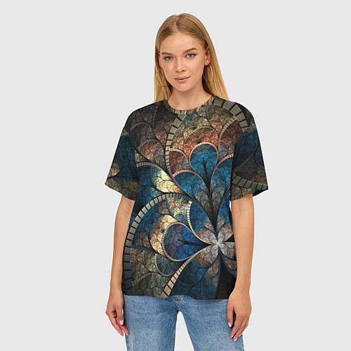 Женская футболка оверсайз Древний витраж / 3D-принт – фото 3