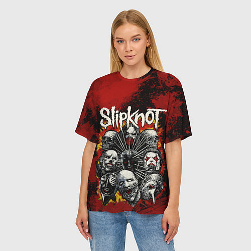 Женская футболка оверсайз Slipknot rock / 3D-принт – фото 3
