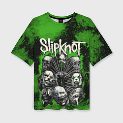 Футболка оверсайз женская Slipknot green abstract, цвет: 3D-принт
