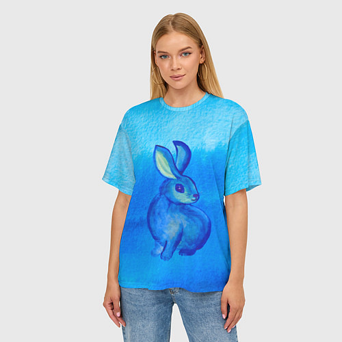 Женская футболка оверсайз Водяной кролик символ 2023 / 3D-принт – фото 3