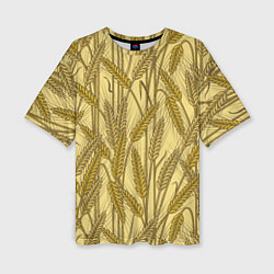 Женская футболка оверсайз Винтажные колоски пшеницы