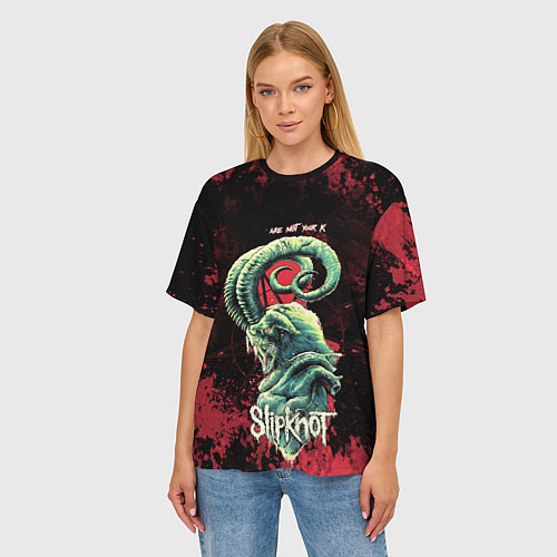 Женская футболка оверсайз Slipknot - козел / 3D-принт – фото 3