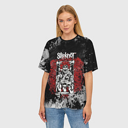 Футболка оверсайз женская Slipknot скелет, цвет: 3D-принт — фото 2