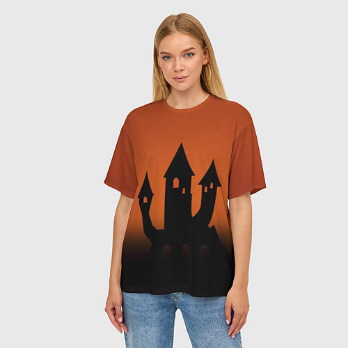 Женская футболка оверсайз Halloween - замок ведьм / 3D-принт – фото 3