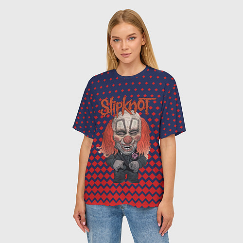 Женская футболка оверсайз Slipknot clown / 3D-принт – фото 3