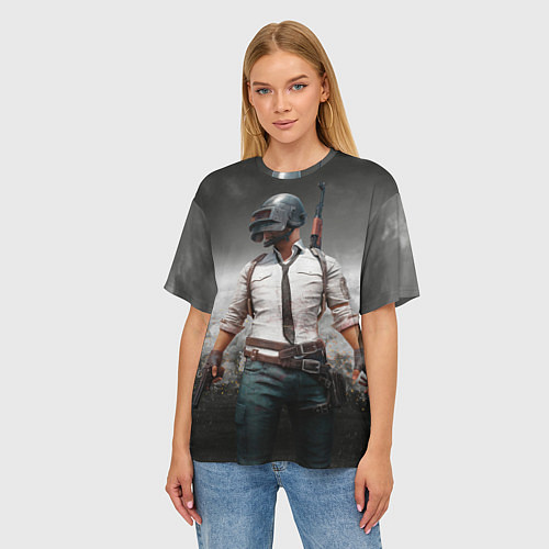 Женская футболка оверсайз Plаyerunknowns battlegrоunds / 3D-принт – фото 3