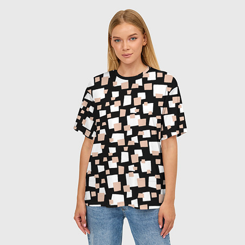 Женская футболка оверсайз Геометрические фигуры разных размеров / 3D-принт – фото 3