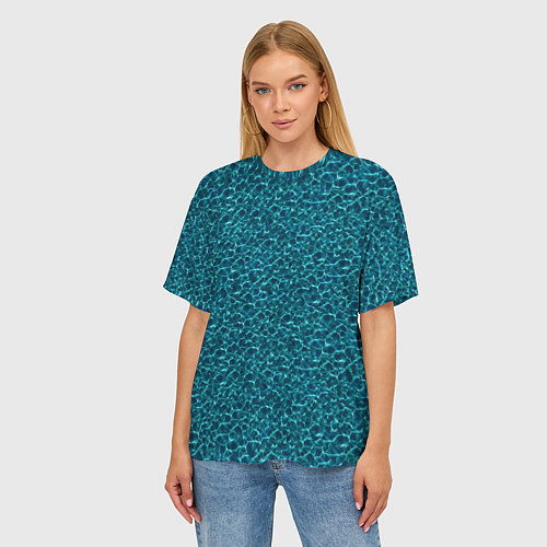 Женская футболка оверсайз Водяные волны - паттерн / 3D-принт – фото 3