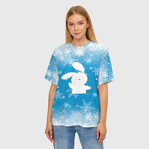 Женская футболка оверсайз Зайчик из норки / 3D-принт – фото 3