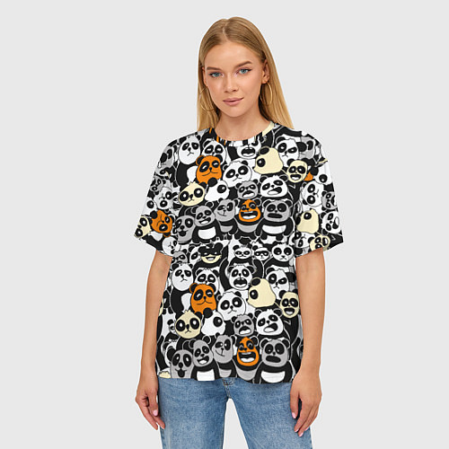 Женская футболка оверсайз Злобные панды / 3D-принт – фото 3