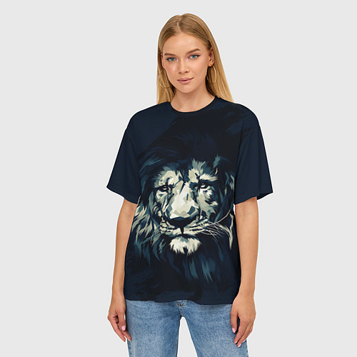 Женская футболка оверсайз Голова царя-зверей льва / 3D-принт – фото 3