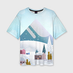 Женская футболка оверсайз Зимние горы - минимализм