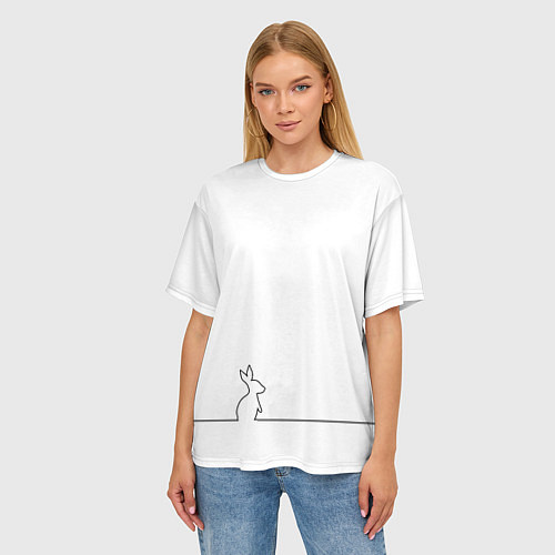 Женская футболка оверсайз Кролик минимализм / 3D-принт – фото 3