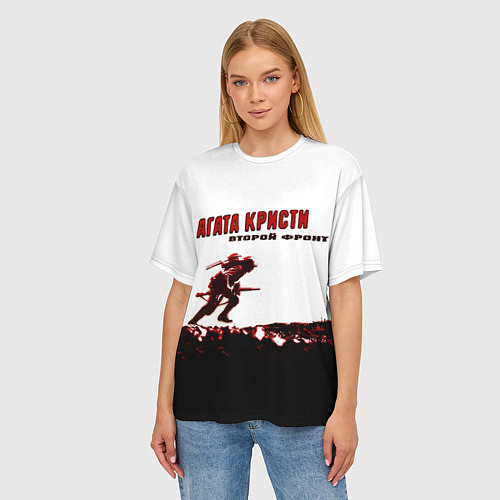 Женская футболка оверсайз Агата Кристи - Второй Фронт / 3D-принт – фото 3