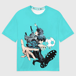 Футболка оверсайз женская Синяя тюрьма блю лок, цвет: 3D-принт