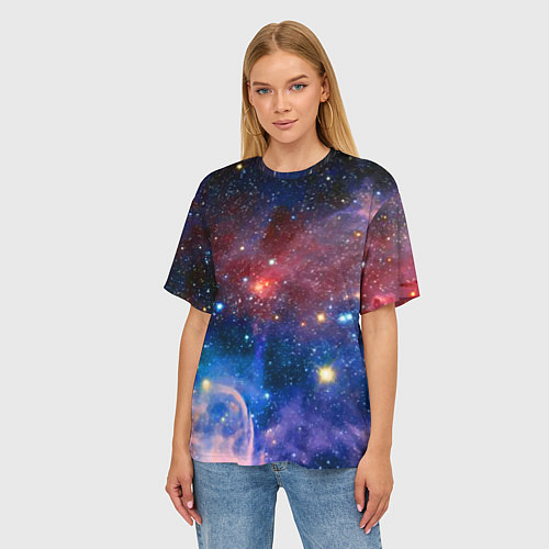 Женская футболка оверсайз Ошеломительный бескрайний космос / 3D-принт – фото 3
