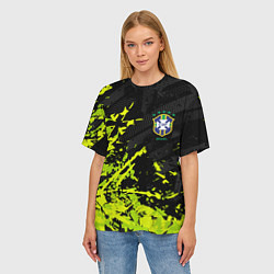Футболка оверсайз женская Сборная Бразилия пятна, цвет: 3D-принт — фото 2