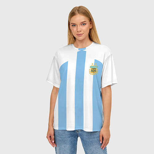 Женская футболка оверсайз Сборная Аргентины ЧМ 2022 / 3D-принт – фото 3