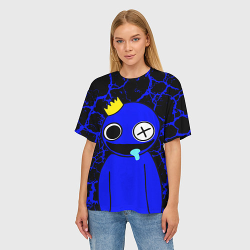 Женская футболка оверсайз Радужные друзья - персонаж Синий / 3D-принт – фото 3