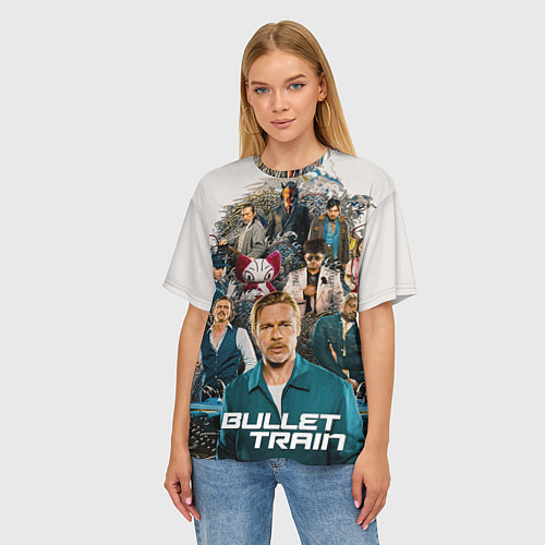 Женская футболка оверсайз Bullet train / 3D-принт – фото 3