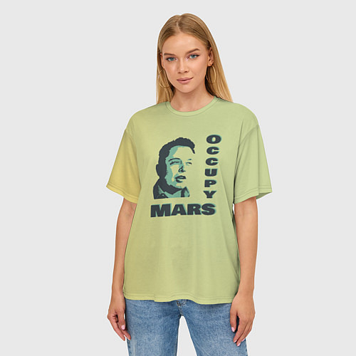 Женская футболка оверсайз Илон маск оккупант Марса / 3D-принт – фото 3