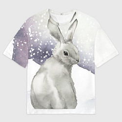 Футболка оверсайз женская Милый кролик на снегу, цвет: 3D-принт