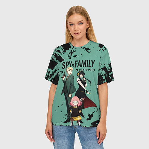Женская футболка оверсайз Spy family characters / 3D-принт – фото 3